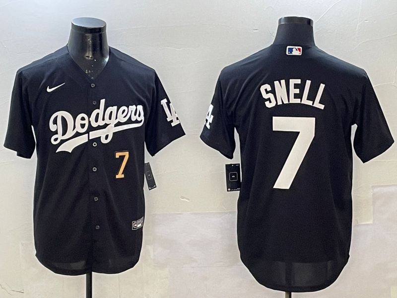 Men Los Angeles Dodgers #7 Snell Black Game 2025 Nike MLB Jersey style 1